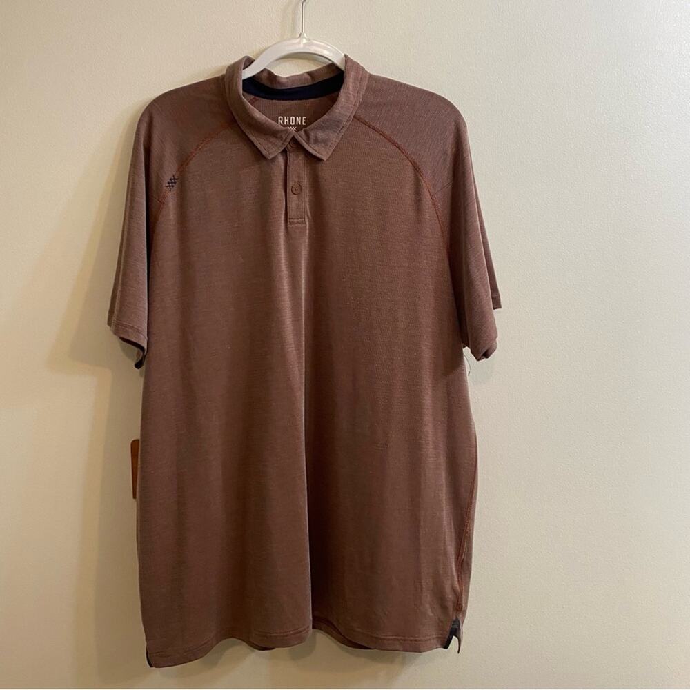 Rhone Delta‎ Pique Polo Premium Mesh Discreet Mauve/Cloud Gray Mens Size XXL TTG